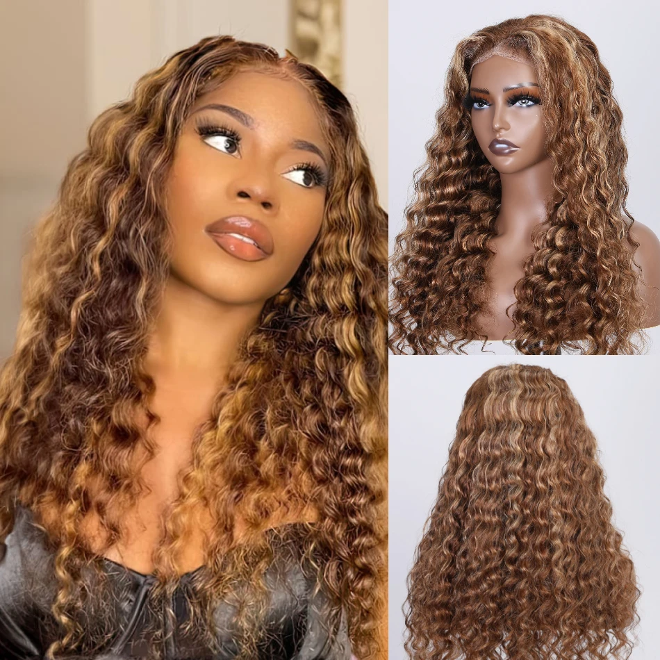 

UNice Hair Bye Bye Knots Wig 7x5 Glueless Lace Honey Blonde Water Wave Wig Pre Bleached Knots Plucked Hairline Human Hair