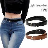 Ceinture en cuir pour femme avec boucle argentée, ceinture décontractée tendance pour jeans, pantalons et robes, ceinture élégante réglable pour femme 1