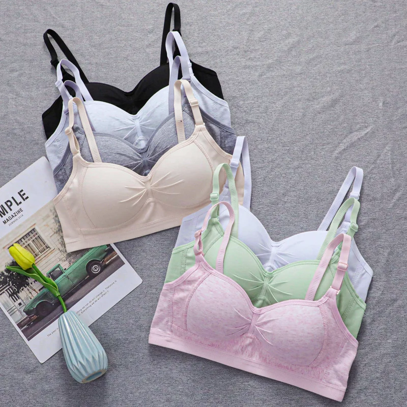 

Cotton Girl No Steel Rings Bra Thin Comfortable Breathable Girls Sports Bra Developmental Adjustable Girl Tube Top