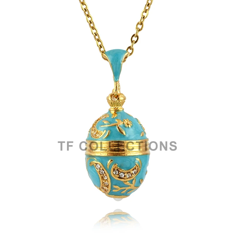 YAFFIL 2025 Fashion Necklace and Pendant Enamel Handmade Jewelry Brass Vintage Egg Pendant Charm Crystal Rhinestone Girl Gift 2