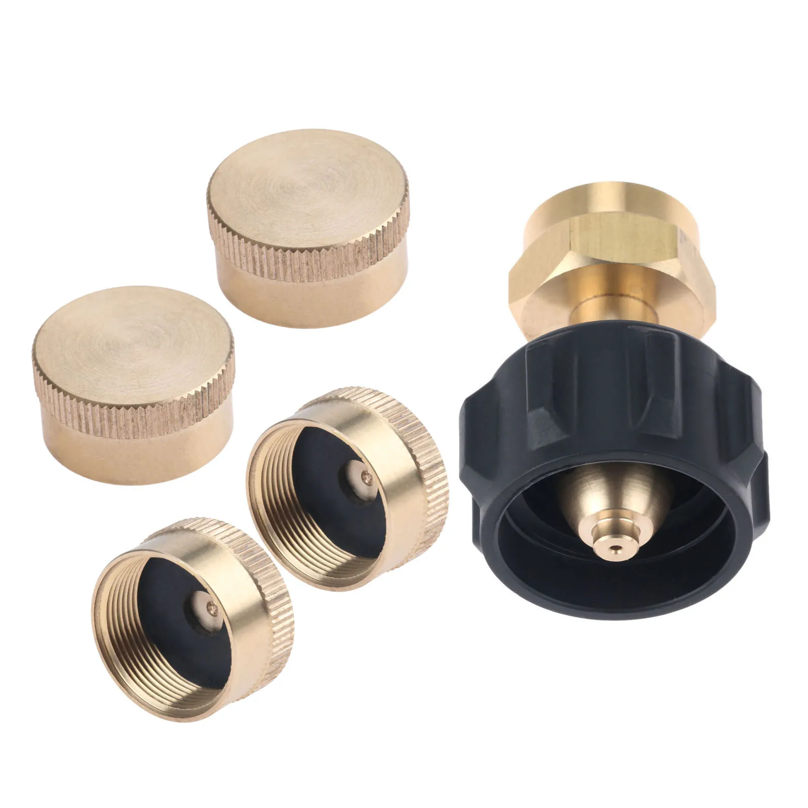 

Copper Alloy And ABS Propane Refill Adapter for QCC1 Tank and 1LB Gas Bottle Cylinder With 4pcs Propane Tank Protect Caps