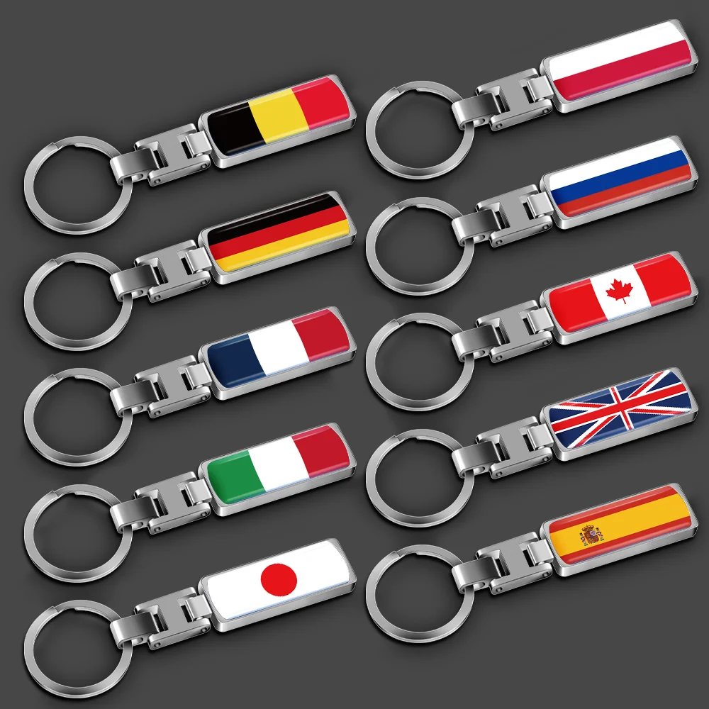3D Metal Epoxy Car Keychain Key Fobs France United States Chile Ukraine