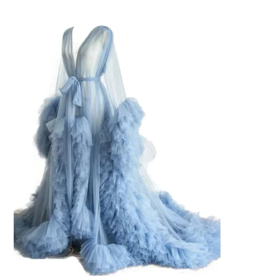 donne-vestaglia-prospettiva-trasparente-lungo-tulle-robe-puffy-gravidanza-abito-premaman-per-baby-shower-camicia-da-notte-sleepwear-custom