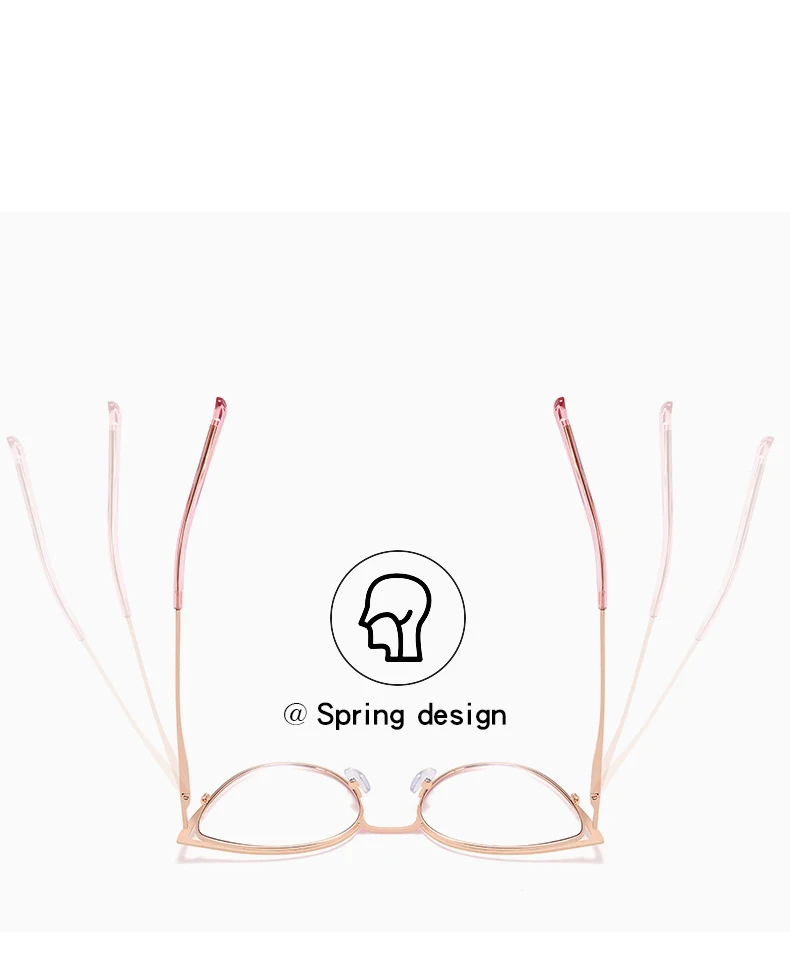 56987 Mode Metall Cat Eye Brillengestell Frauen Trend Aushöhlen Anti Blaues Licht Computer Brille Federscharnier Klare Brillen – Detail 16