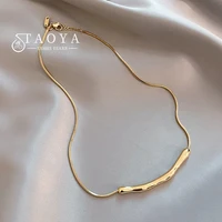 Chaîne de clavicule Simple en acier inoxydable pour femmes, mode européenne et américaine, couleur or, colliers courts à la mode, bijoux 1