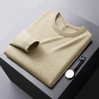 Winter Fashionable Warm Sweater Men's Elastic Cold-Resistant Clothes Casual Pure Color All-Matching round Neck Sweater 2