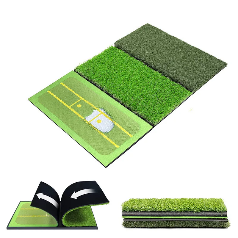 1pc Golf Hitting Mat 3 Grasses Display Strike Trajectory Tool 40x64cm