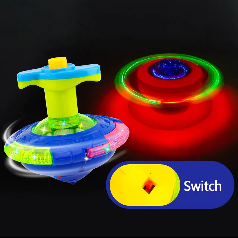 UFO Flashing Wing Spinning Top Kids Gyro Light Up LED Music Launcher Rotating Toys Birthday Party Favors