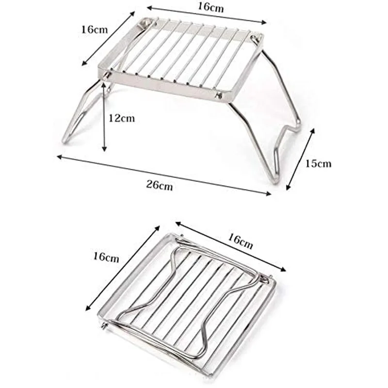 Outdoor Stainless Steel Stove Holder Camping Portable Folding Mini Barbecue Rack Set Pot Holder Baking Tray barbecue rack set