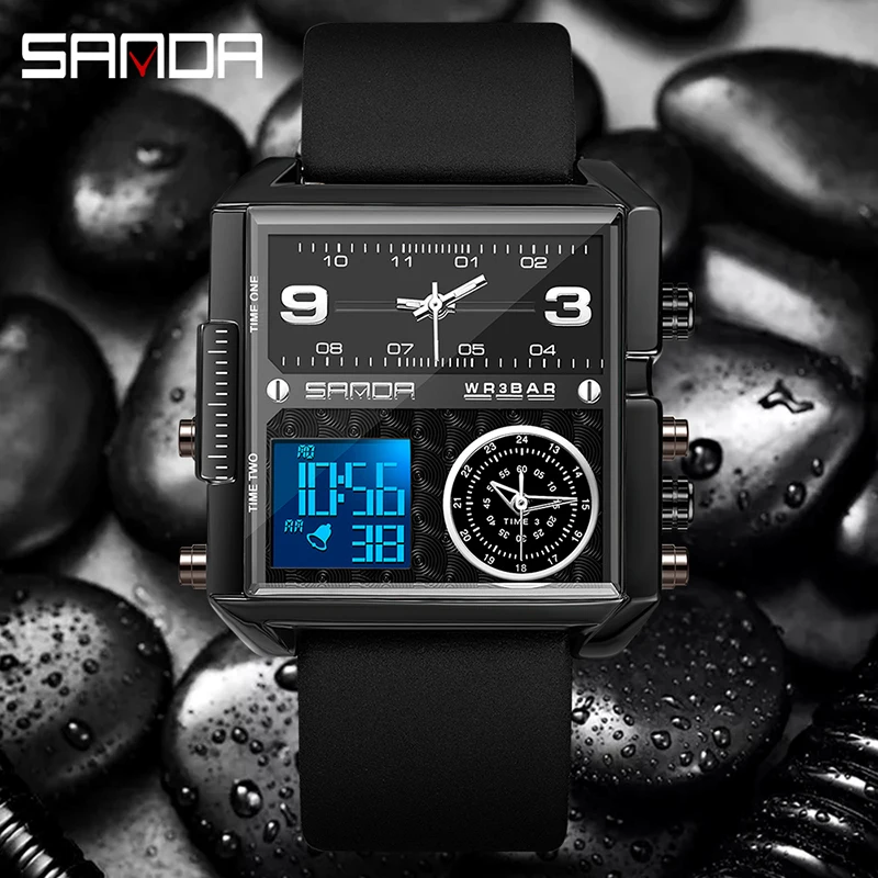 SANDA Top Brand Luxury Military Mens Watches 50M Waterproof Wristwatch Quartz Watch for Men Clock G style relogio masculino 6025