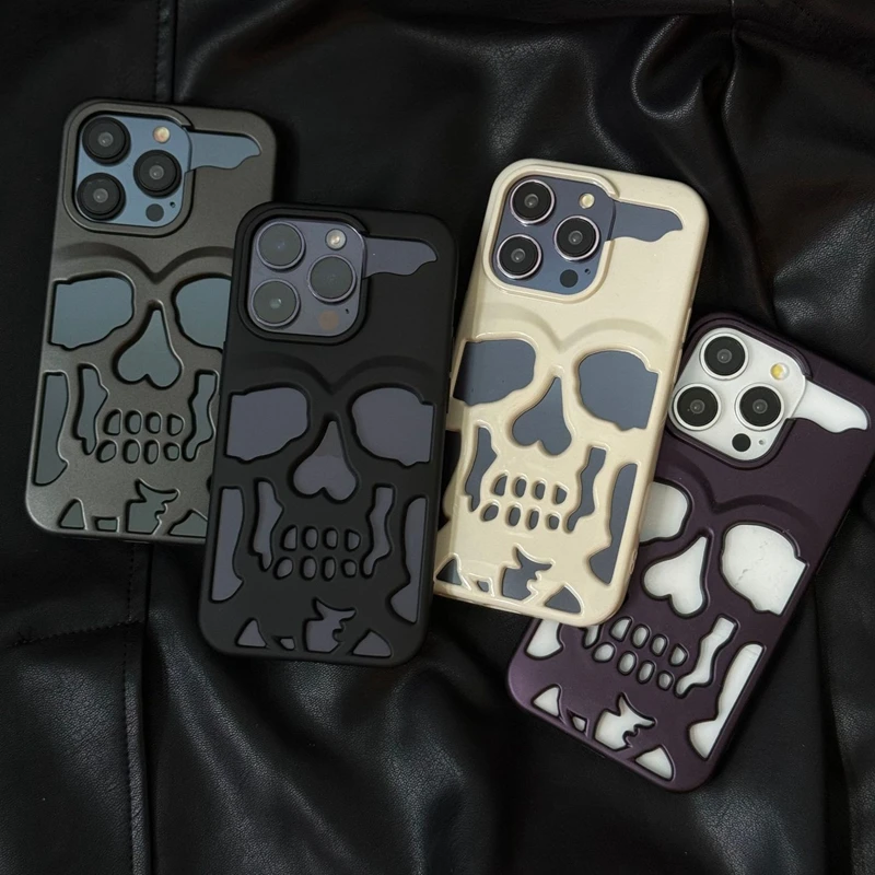 Hollow Skull TPU Soft Bumper Plating Phone Case