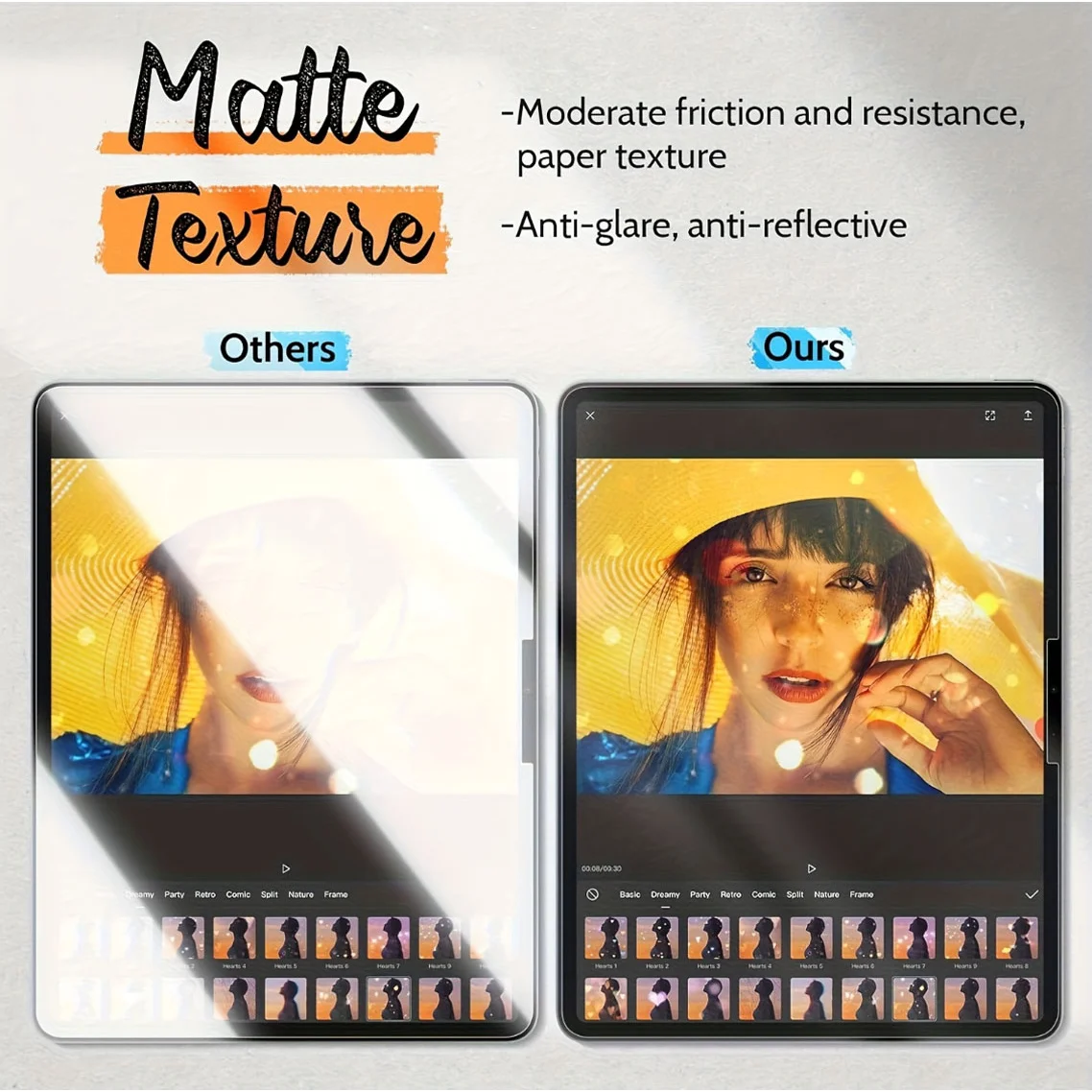 2-Pack Frosted Flat Protective Film for Smooth Writing and Painting