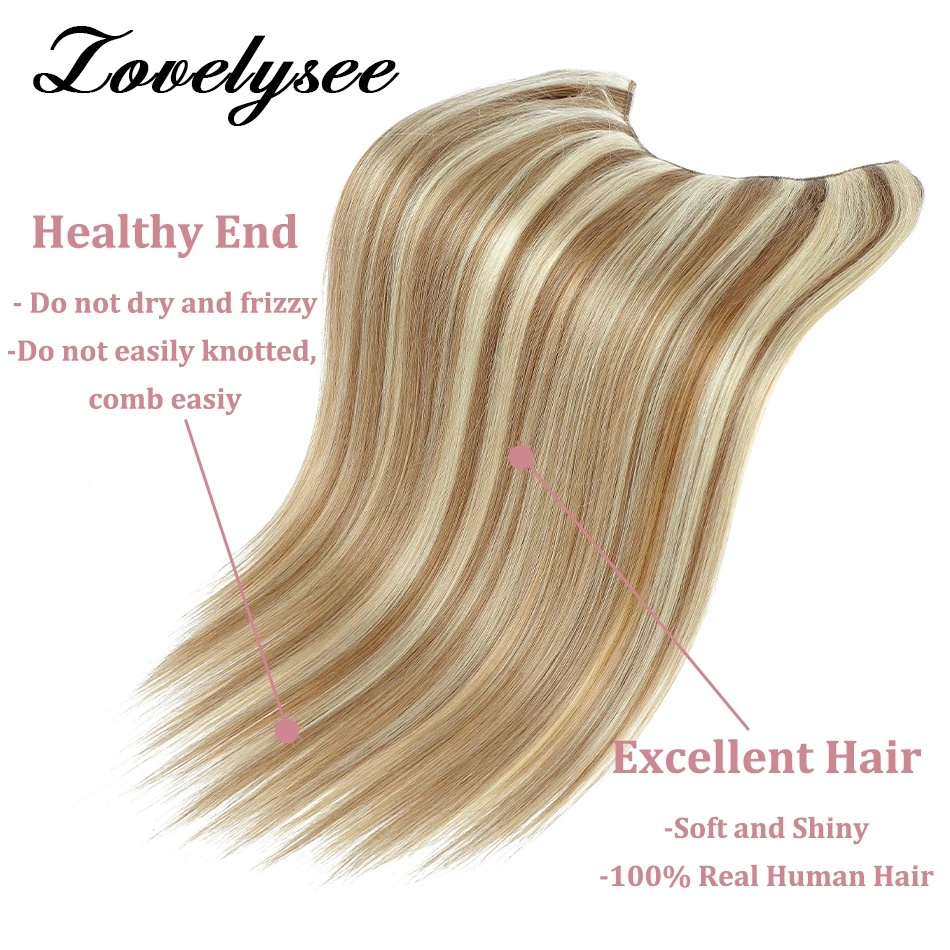 Natuurlijke Lange Rechte V-Vormige Haarverlenging 14-28 Inch Braziliaanse Blonde Echt Menselijk Haar Voor Vrouwen 5 Clips Een Stuk 8 Kleuren