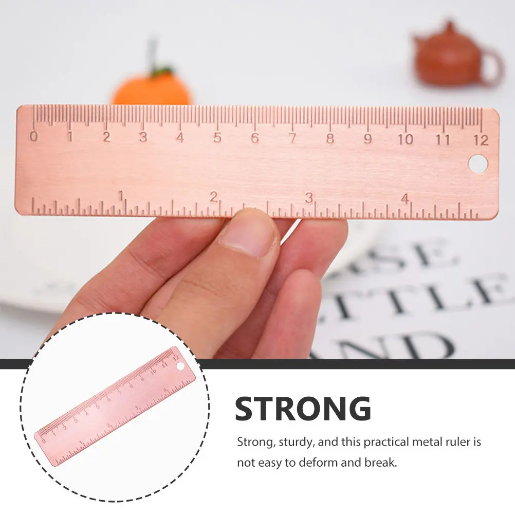 전문적인 구리 직선 자, 정확한 센티미터 눈금, 다기능 금속 자, 학습, 그림 그리기, 절단, 교육용