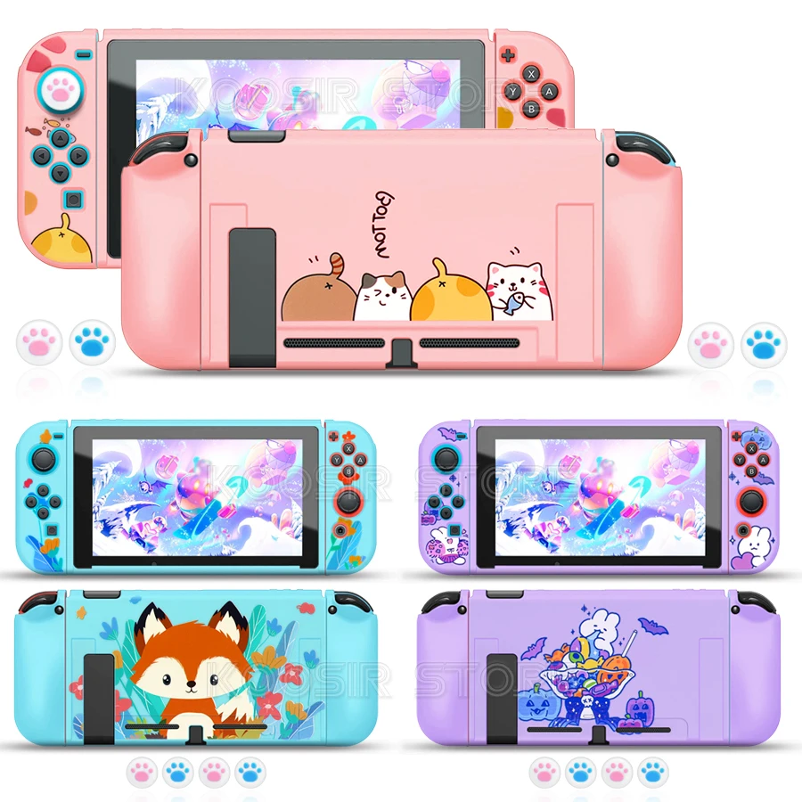 For Nintendo Switch Console Cute Purple Rabbit Pink Cat