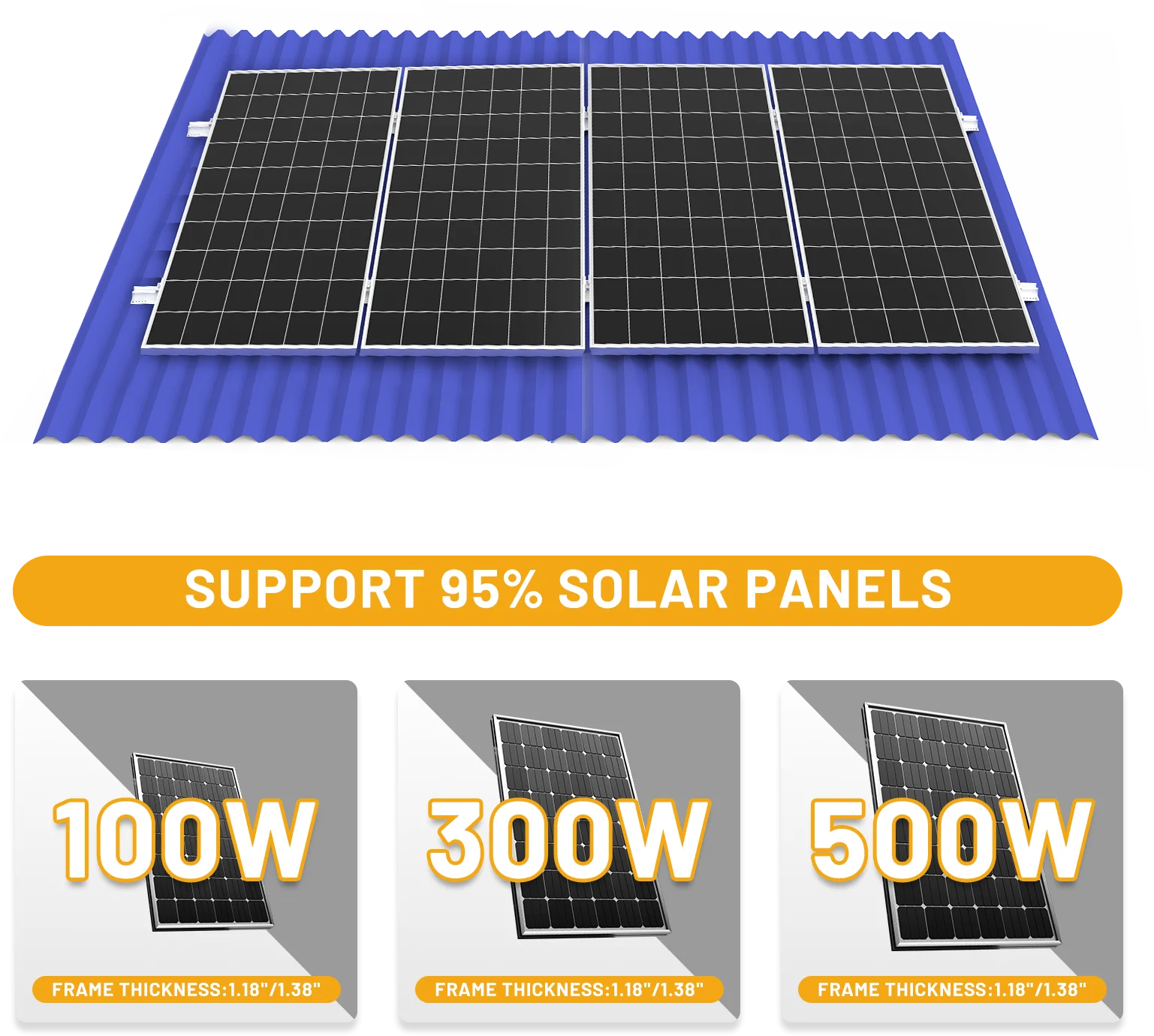 Solar Panel Roof Module Aluminum Mounting Bracket Rail Set for Pv Solar Panel 4/6Pcs
