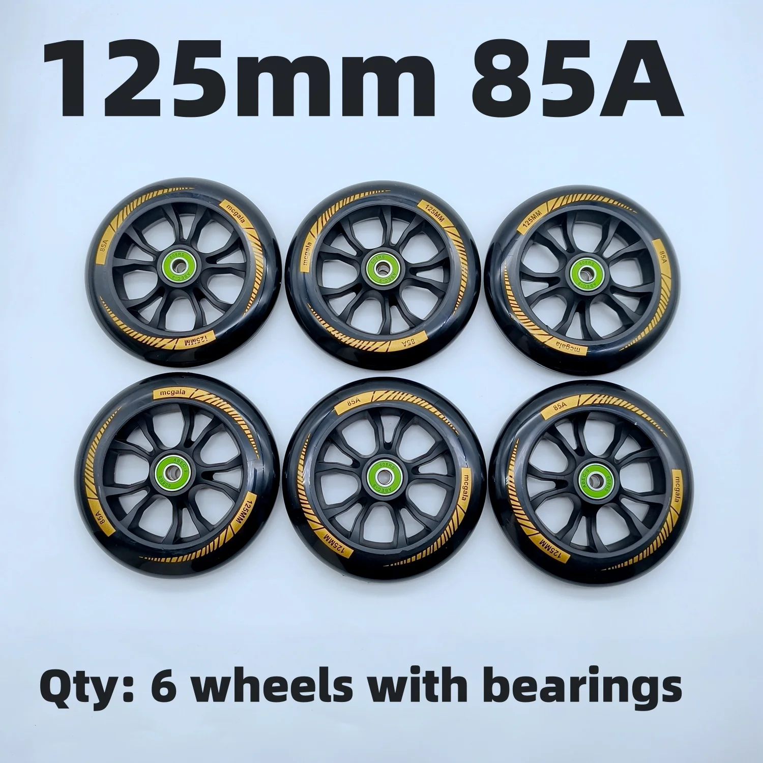 125mm speed wheel 125x24mm skate wheel black 85a pu material bearing abec-9 6wheels/lot, skateboard bearings,roller skating wheels