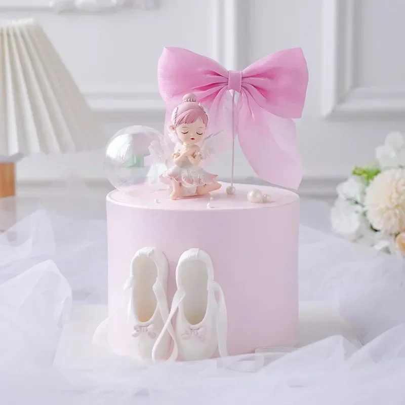

Ballerina Angel Cake Decoration Christening Girl Happy Birthday Cake Toppers Bow Cupcake Topper Baby Shower Favors