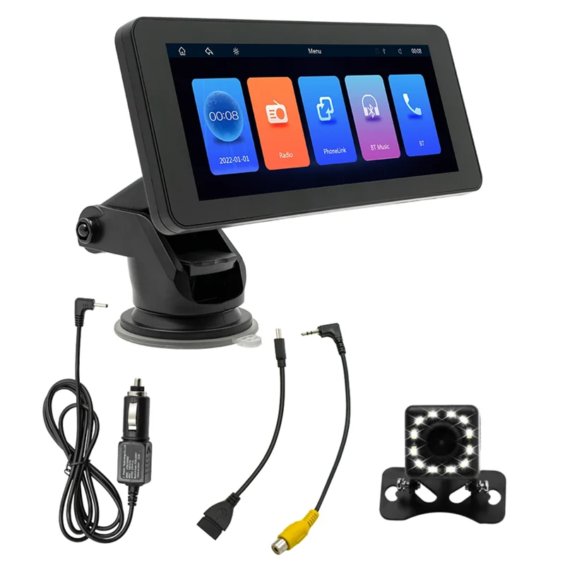 Portable 6.86Inch Car Radio, Dash Mount CarPlay & Android Auto, Car Stereo Bluetooth, Mirror Link, FM, Reversing