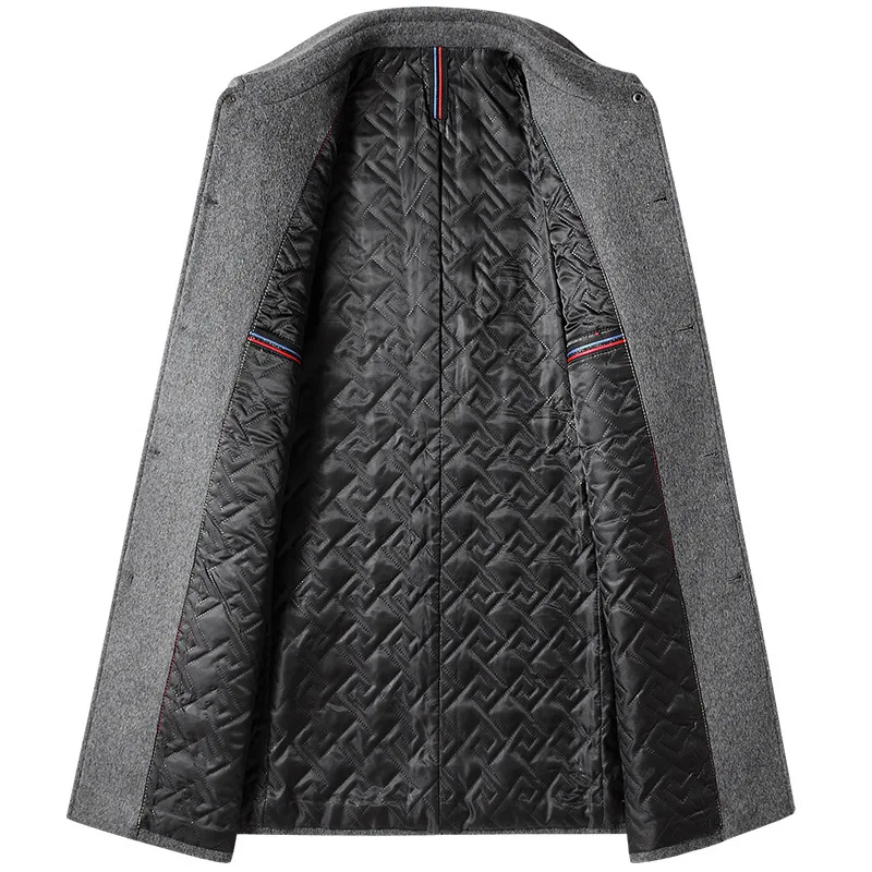 Winter Coat Men Autumn Solid Turn-Down Collar Wool Long Jacket for Men Business Casual Keep Warm Outerwear Warmth Coat Casual Men Jacket
