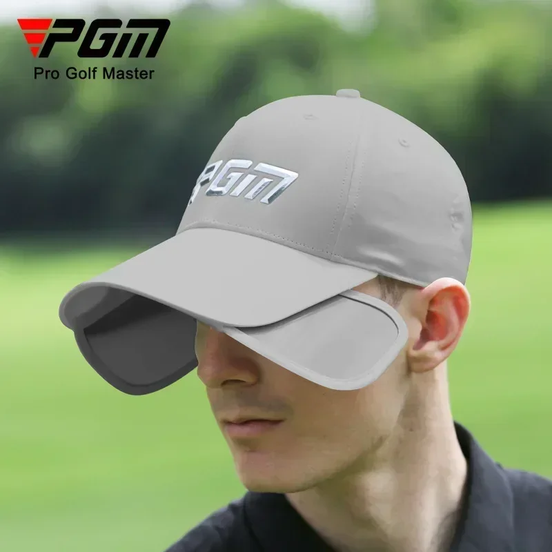 PGM Men Full-face Sun Protection Golf Caps Male Breathable Retractable Brim Visor Men Sweat-absorbing Baseball Hat Hiking Caps