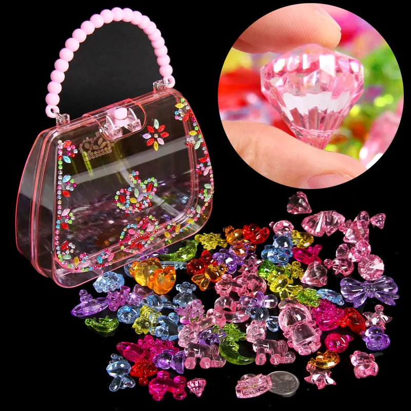 

DIY Handmade Beaded Toys for Children Creative Girl Gift Jewelry Beads Making Lacing Necklace Bracelets Educational Toy with Bag