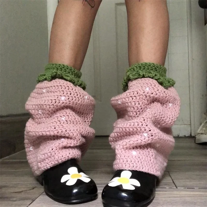 Women’s Contrast Color Knit Leg Warmers - Knee High Aesthetic Boot Cuffs