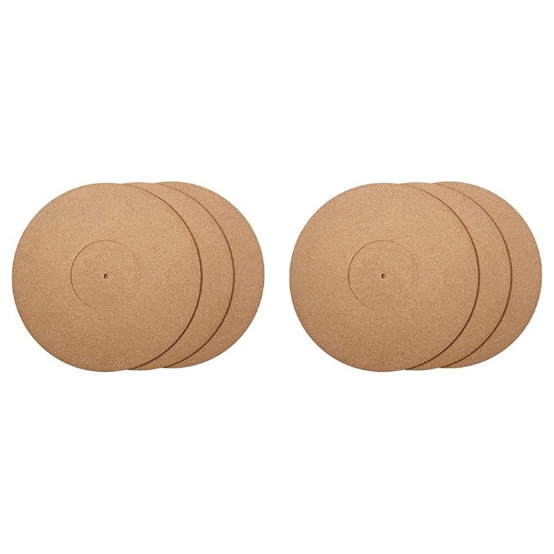B63B-6 Pieces Cork Turntable Mats With High Fidelity For Vinyl LP Record Players Audiophile Reduce Noise