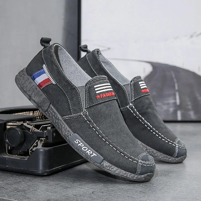 Men Casual Flats Shoes Denim Canvas Slip on Plimsolls Breathable Male Footwear Spring Autumn Sneakers