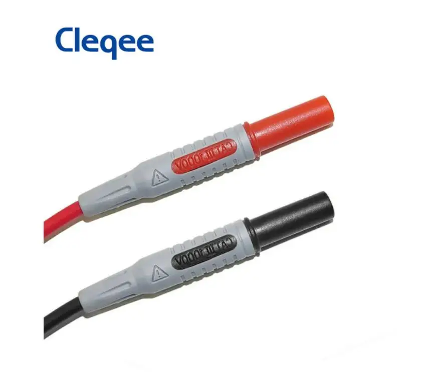 Cleqee P1032 2PCS 듀얼 4mm 외장 바나나 플러그 멀티 미터 테스트 리드 Doublel 종료 구리 플러그 PVC 케이블 1000V 15A 100cm 와이어