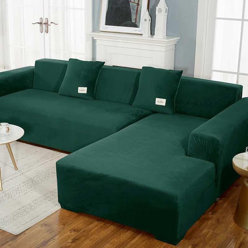 New Velvet Sofa Covers for Living Room Elastic Spandex Sofa Cover Sectional Couch L Shape Corner Armchair Covers 1/2/3/4 Seat 3