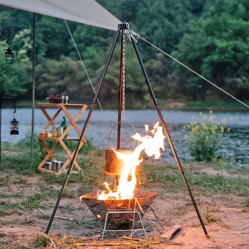 Trépied amovible en alliage d'aluminium avec poignées, gril à percussion,  support de trépied, plaque de cuisson extérieure, fournitures de camping -  AliExpress