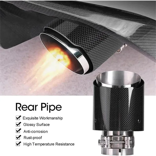 Car modification carbon fiber light-emitting tailpipe with, high temperature resistant LED light modification car exhaust pipe f