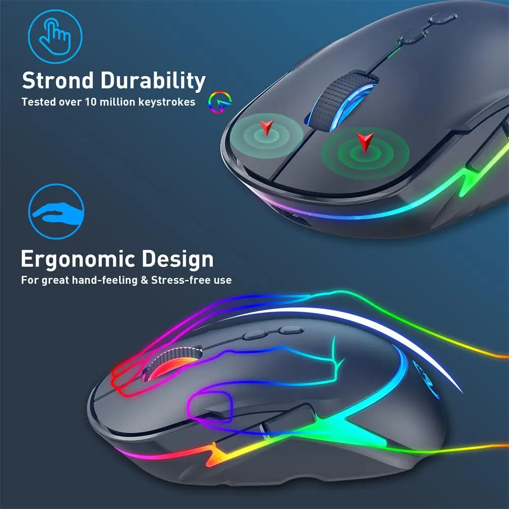2.4g Wireless Gaming Mouse 3200DPI Programmable Button Optical Sensor RGB Backlight Ergonomic 7 Buttons Computer Mice For Laptop cute computer mouse Mice