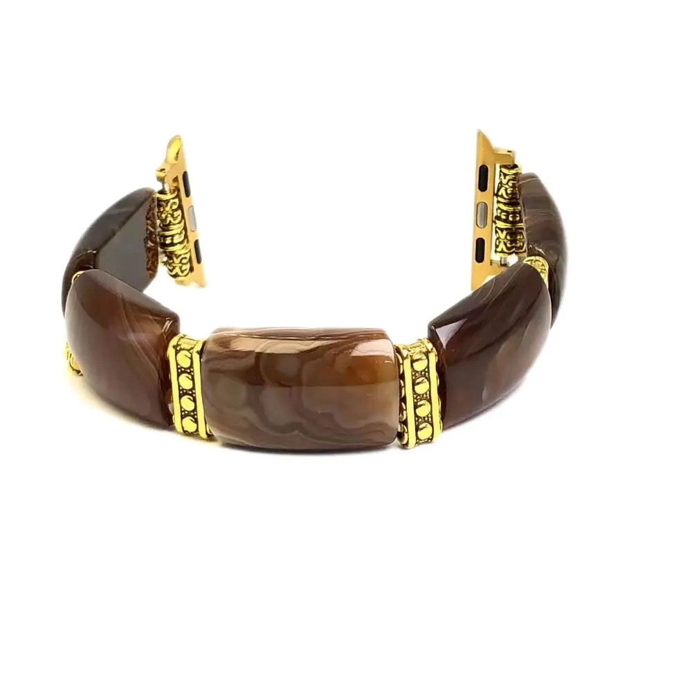 Boho Handmade Natural Stone Beaded Elastic Watch Band