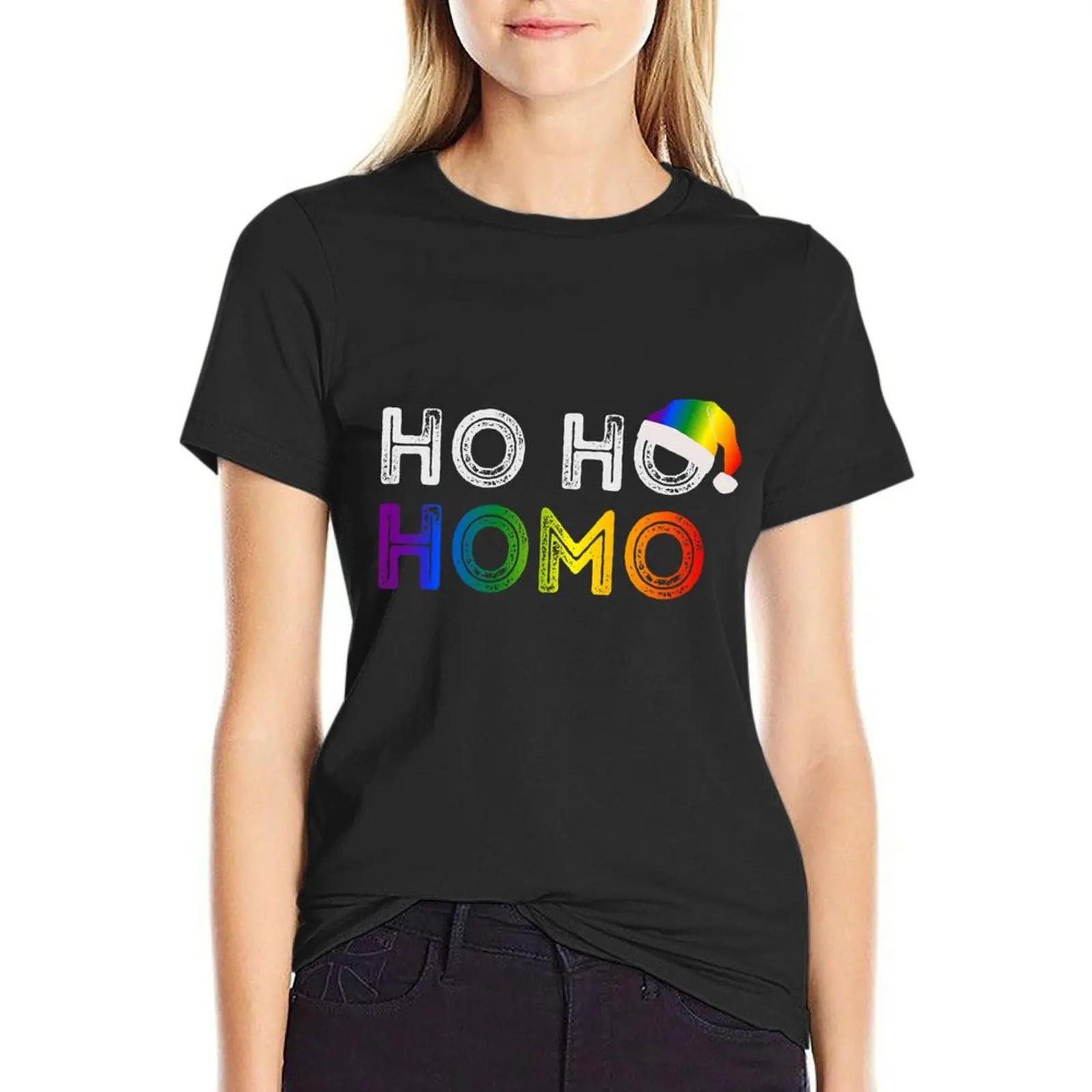 

Ho Ho Homo homosexual gay pride T-shirt female anime clothes white t-shirt dress for Women sexy
