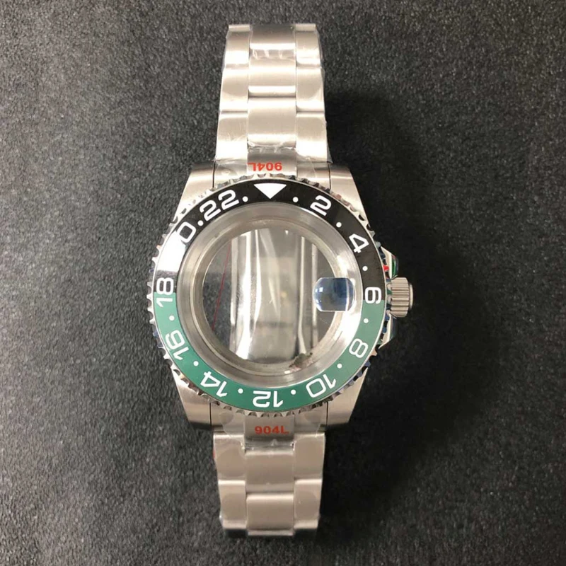 

Watch Case NH35A Transparent Bottom Cases+Sandband 40mm Magnifier Blue Treasure Glass Suitable for NH35/36 Movement