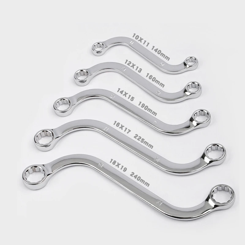 

5Pcs/Set S-type Double Ended Box Wrench Set Curved Handle Two-way Wrench Hexagonal Wrench