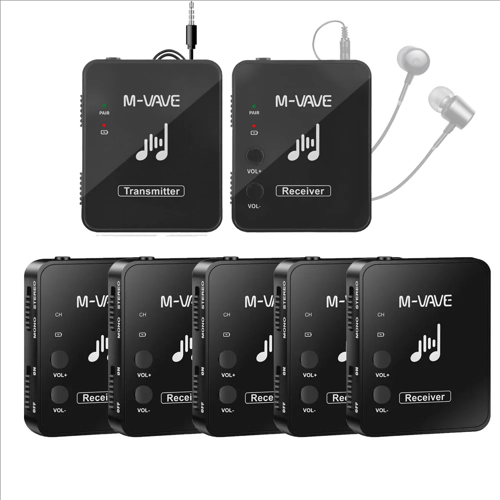 M VAVE WP-10 2.4G Wireless Earphone Monitor Rechargeable Transmitter Receiver With Volume Button wireless earphone receiver