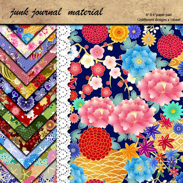 12PCS Floral Paper Pad Scrapbooking Card Photo Album Journal Diary