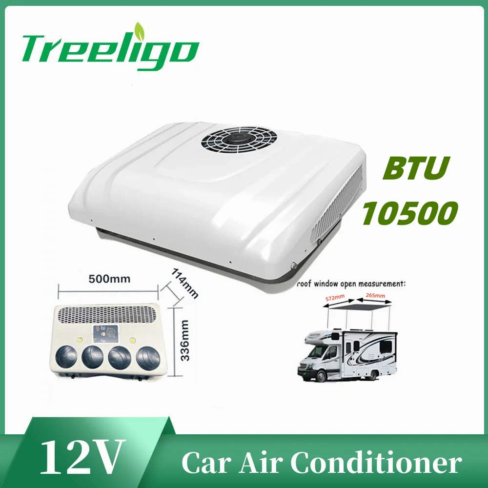 

Treeligo 10500btu Car Electric Parking RV Rooftop Air Conditioner AC 12V 24V For Motorhome Excavators Forklift Machinery Camper