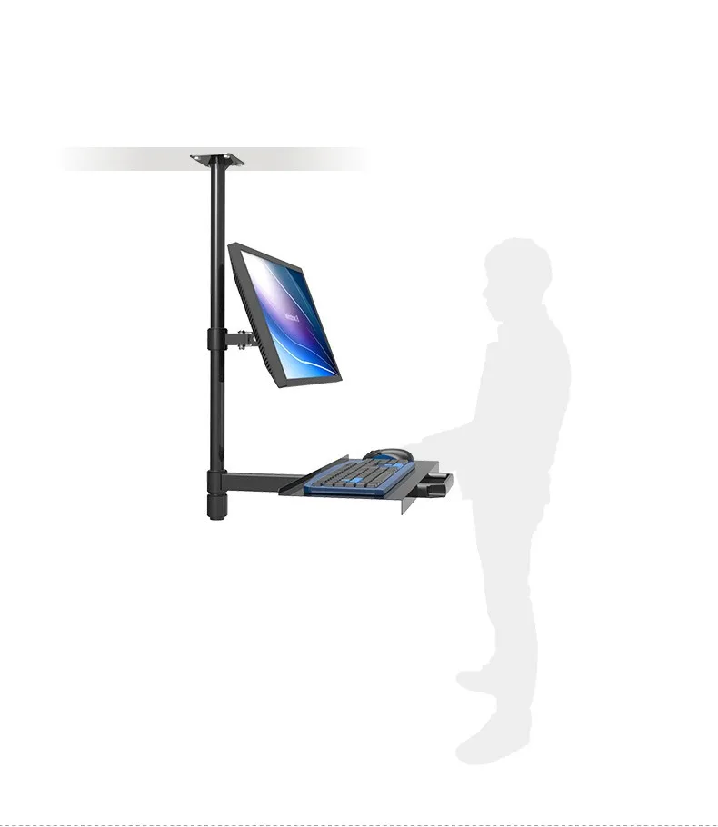 Customized Ceiling Mount Sit-Stand Workstation Full Motion Monitor Keyboard Holder Assembly Line Work Station W817
