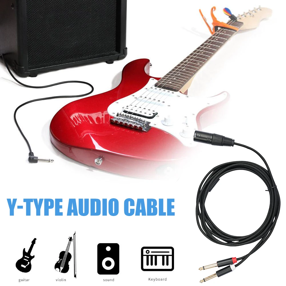 Dual 1/4 Inch to XLR Male Y Splitter Cable - Microphone Audio Converter Adapter