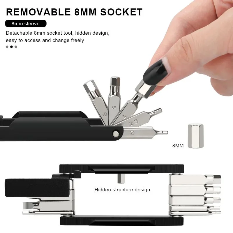 RIDERACE 자전거 멀티 수리 도구 20 in 1 휴대용 체인 스플리터 커터 육각 스포크 렌치 스크루 드라이버 Multitool