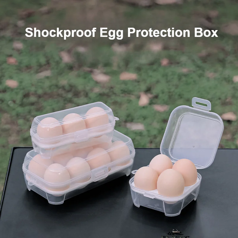 3/4/8 Grid Outdoor Camping Egg Carton Shockproof with Egg Tray Kitchenware Portable Transparent Storage Box with Lid Sealed