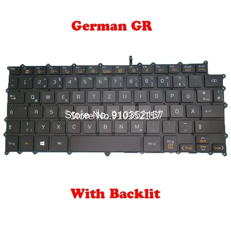 

Клавиатура с подсветкой для ноутбука LG 13Z980 SG-91020-2DA SN3871BL AEW73969835 13ZD980 LG13Z98 13Z990 14Z980 14Z99 0, немецкая, GR, Черная