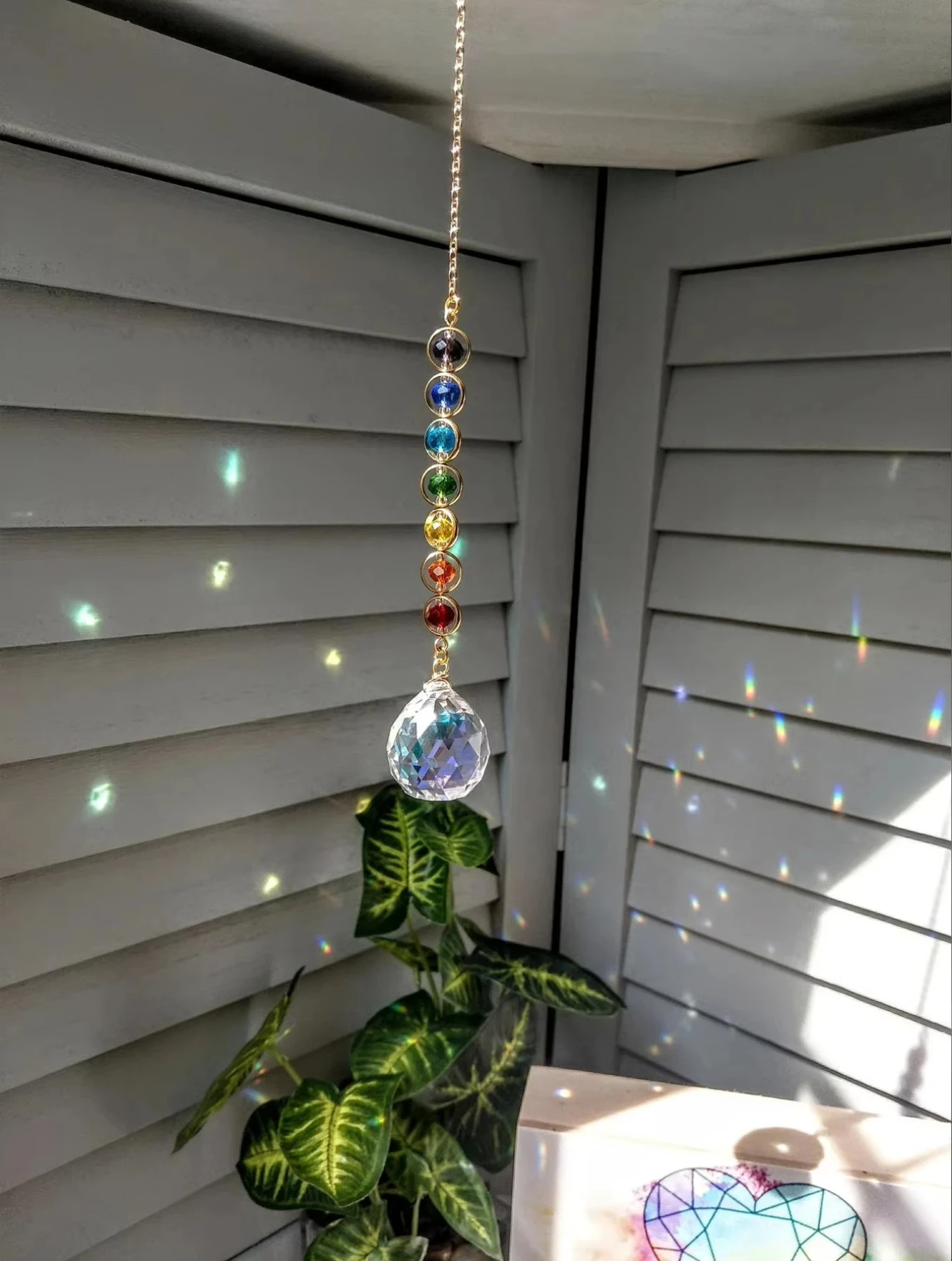 1pc Crystal Suncatcher Mobile Meditation Home Decor Rainbow Maker Prism Suncatcher (Rainbow and Fantasy) 4