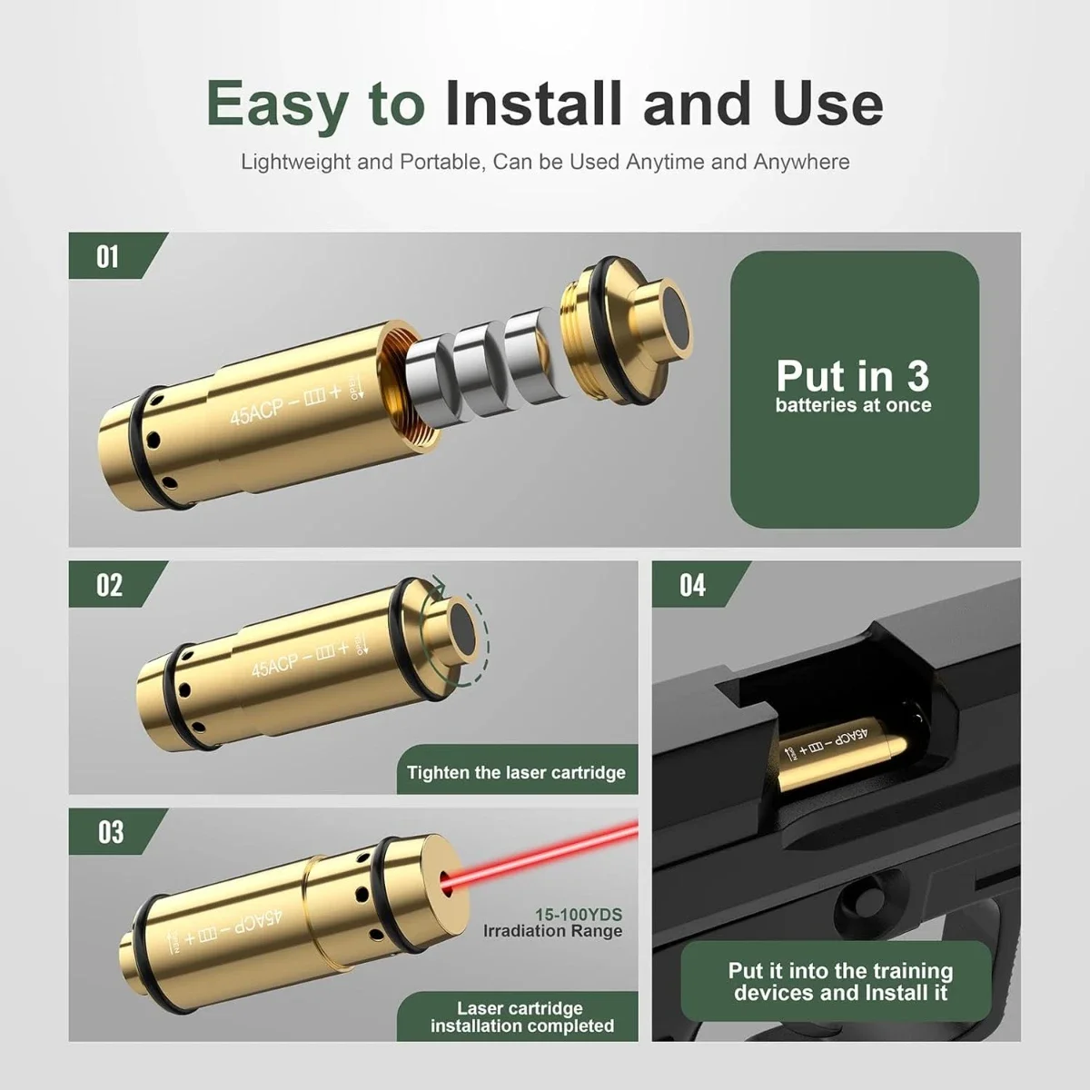 12GA 9mm Dry Fire 9x19mm/7.62x39/380ACP/223Rem Laser Cartridge For Practice Laser Training Bullet Trainer Cartridge Bore Sight