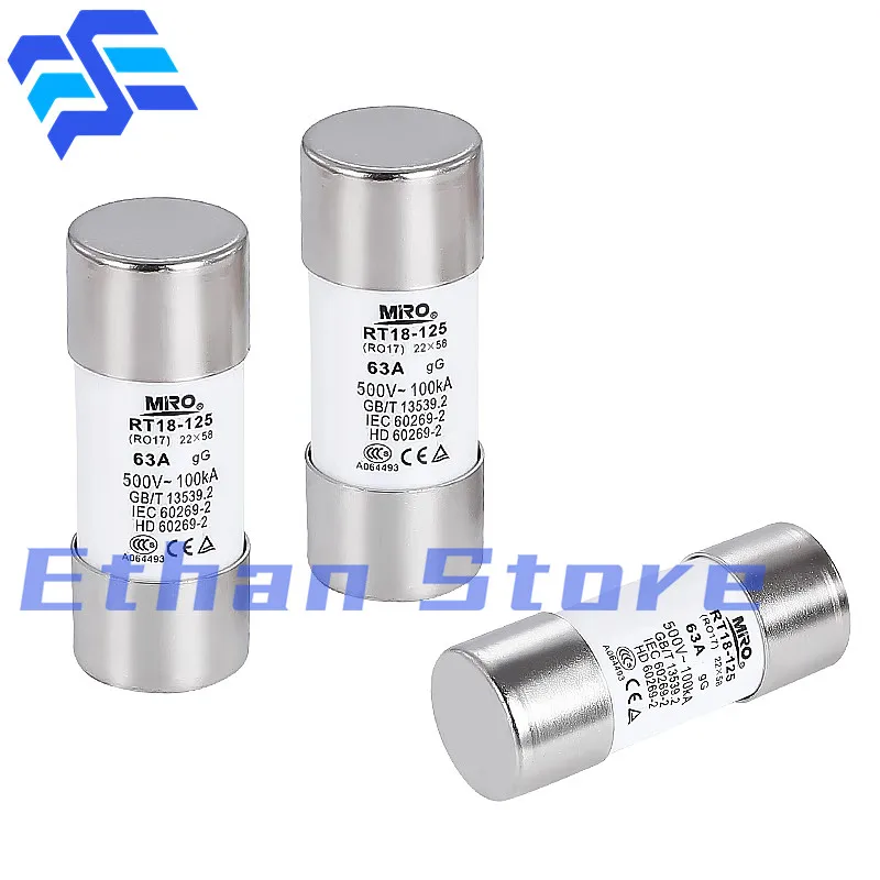 Tab R015 Rt18 10Pcs Fusível RT18 R015 RO17 20A 25A 32A 35A 40A 50A 63A 80A 100A 125A ...