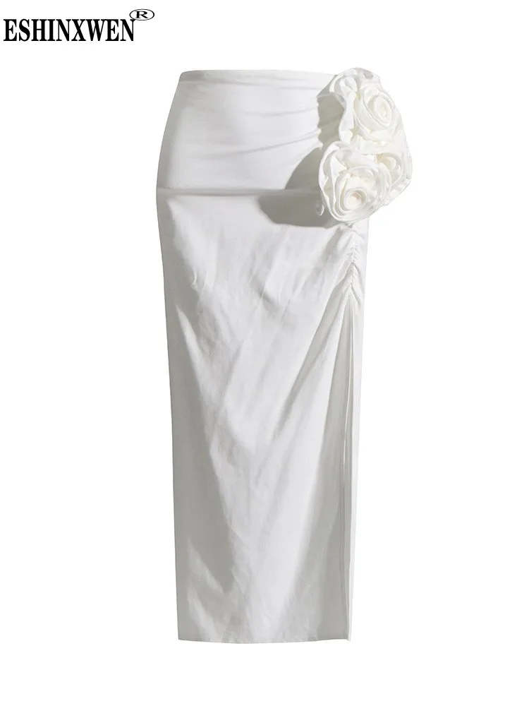 

Eshin Spliced Appliques Split Skirts For Women High Waist Slimming A Line Skirt Female Fashion Clothing 2023 Summer TH4959